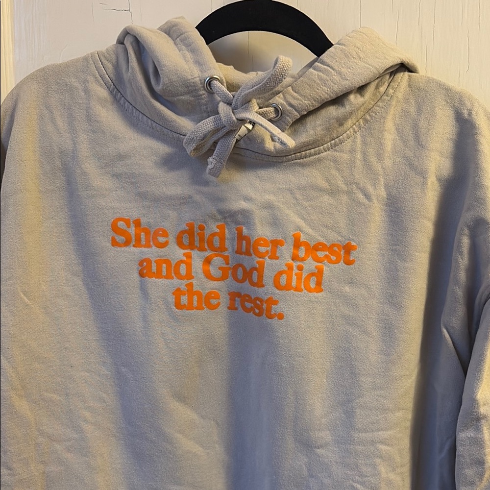 Gray and Orange Pullover Hoodie Sweatshirt